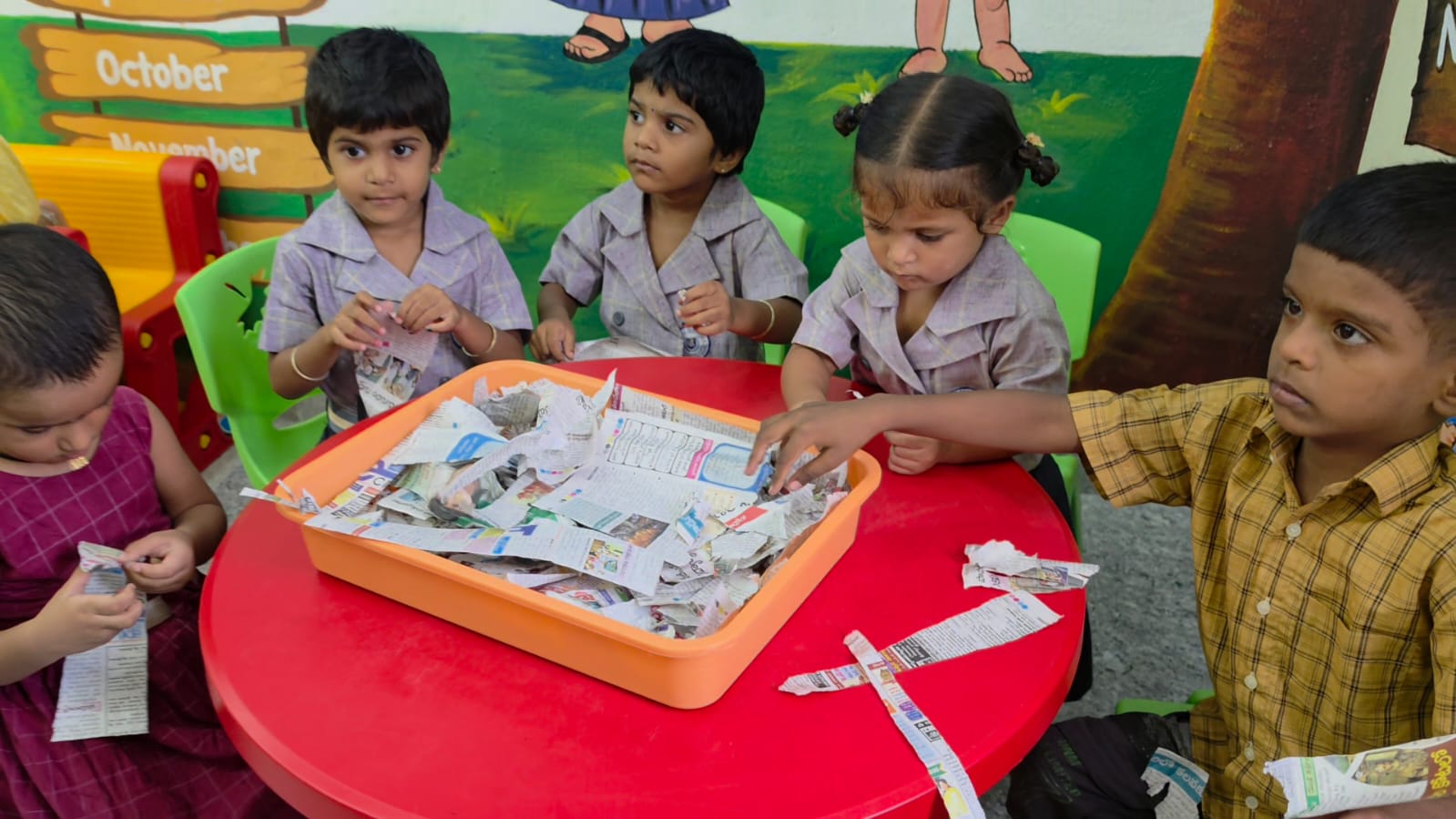 Preschool children learning and playing