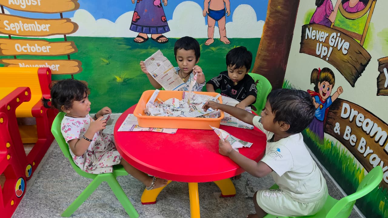 Preschool children learning and playing