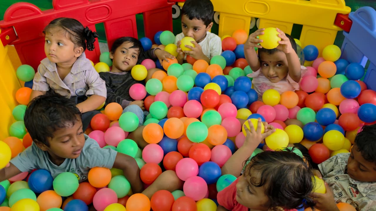 Preschool children learning and playing